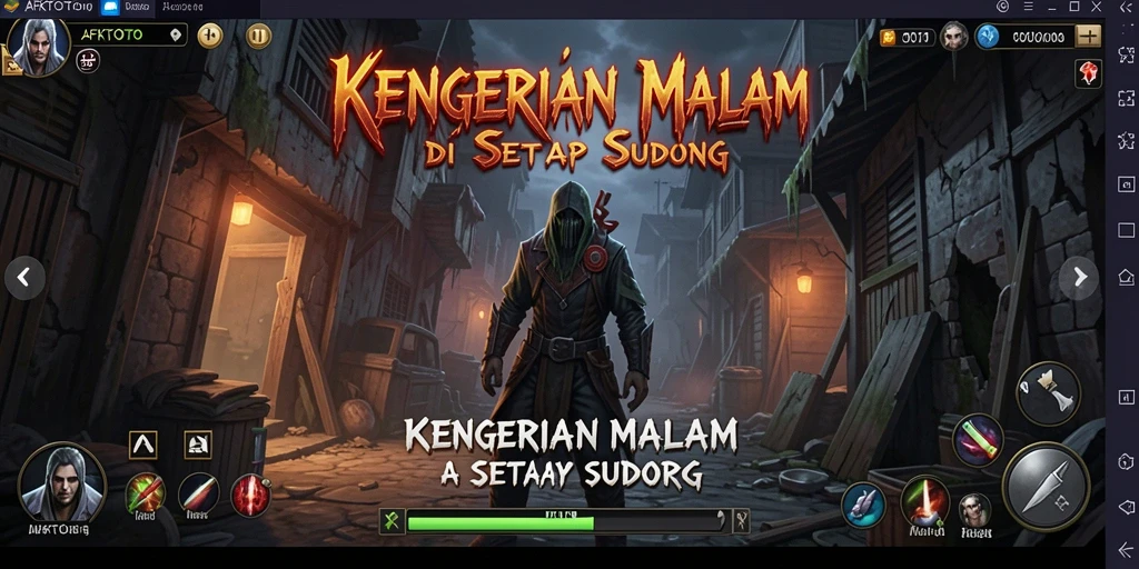 Screenshot gameplay AFKTOTO menunjukkan suasana horor yang mencekam dan menegangkan.