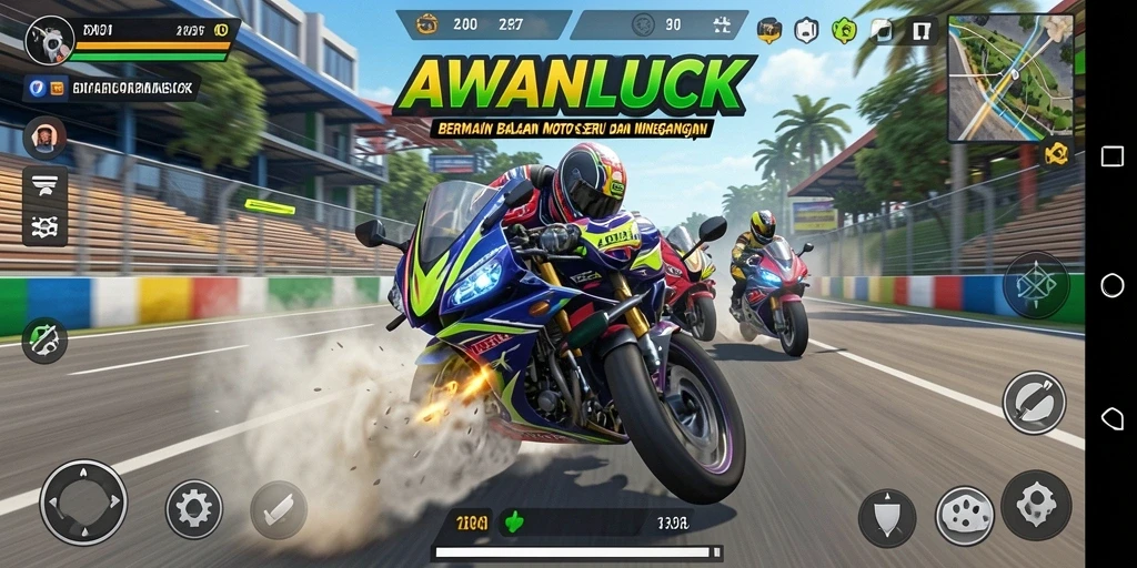 Gameplay seru di motocross dengan balapan mendebarkan.