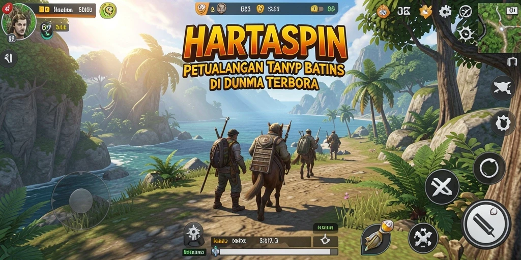 Tangkapan layar yang menunjukkan petualangan menakjubkan di dunia terbuka HARTASPIN.