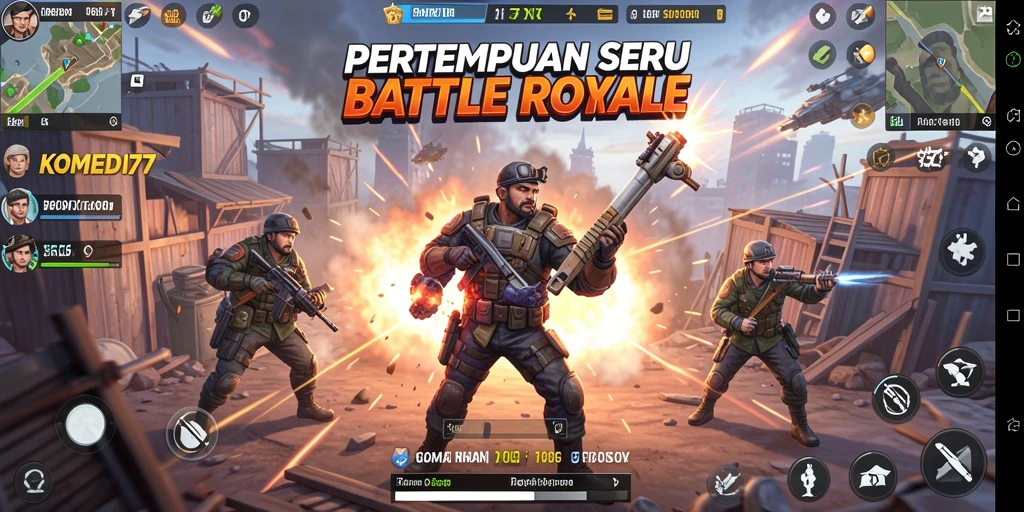 Tampilan menarik dari gameplay pertempuran intens di KOMEDI77.