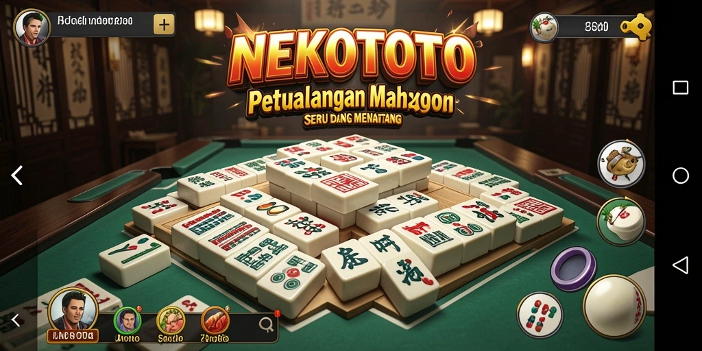Tangkapan layar utama NEKOTOTO menampilkan gameplay Mahjong yang mengasyikkan.