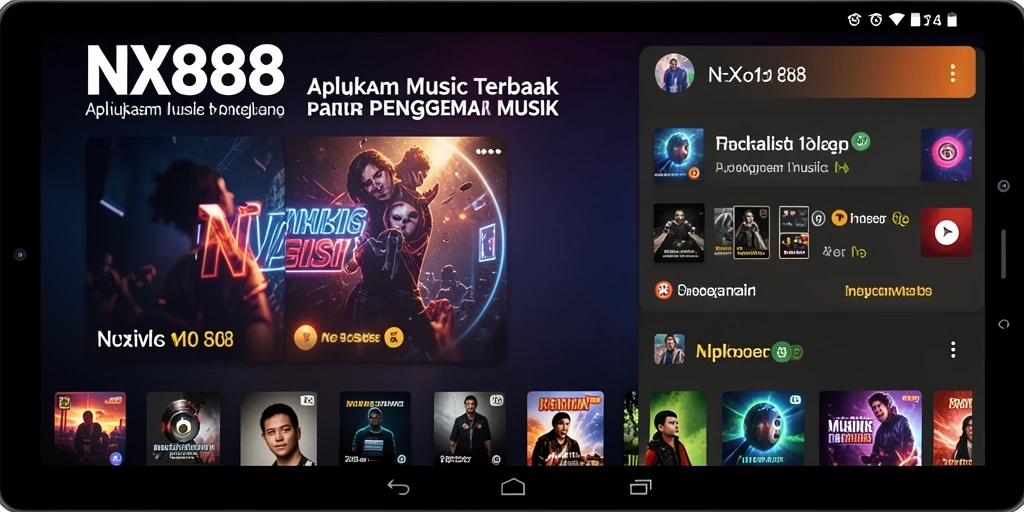 Screenshot NX888 menunjukkan pengguna menikmati gameplay kuis musik yang interaktif.