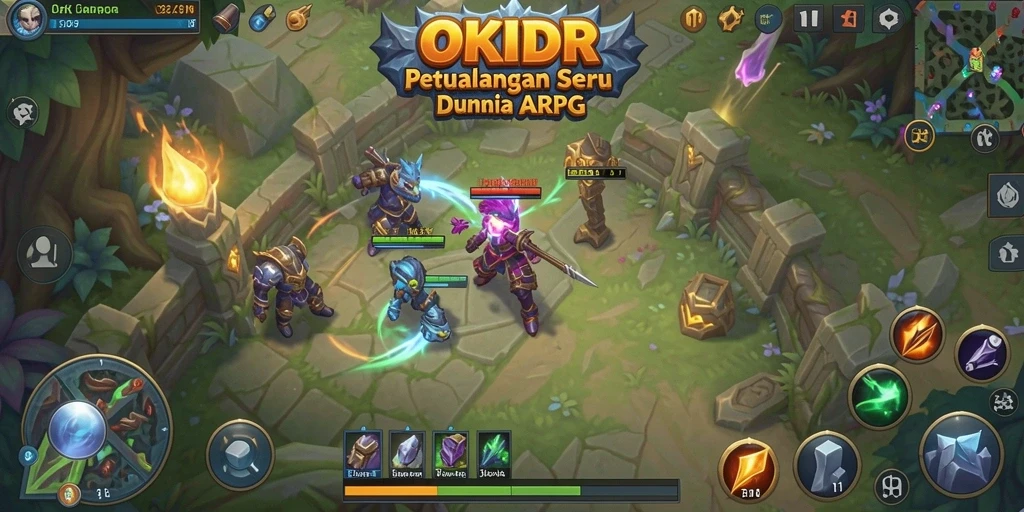 Menampilkan pertarungan dinamis dalam game ARPG OKIDR.