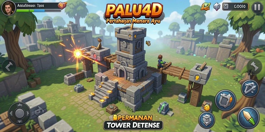 Tangkapan layar PALU4D menunjukkan aksi seru dalam Tower Defense.