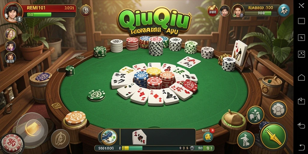 Tangkapan layar utama REMI101 menunjukkan gameplay QiuQiu yang seru.