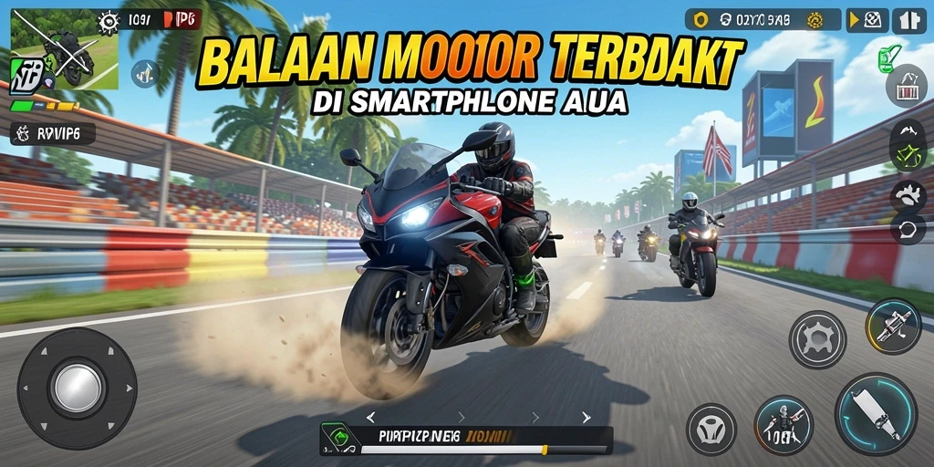 Gameplay seru RPVIP6 dengan balapan motor yang mendebarkan.