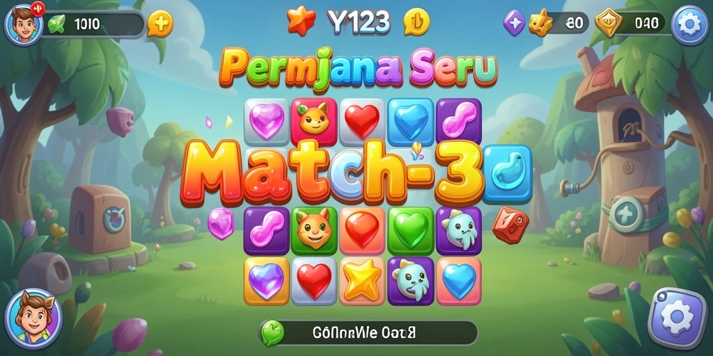 Tangkapan layar menunjukkan gameplay seru dari YY123 yang penuh warna.