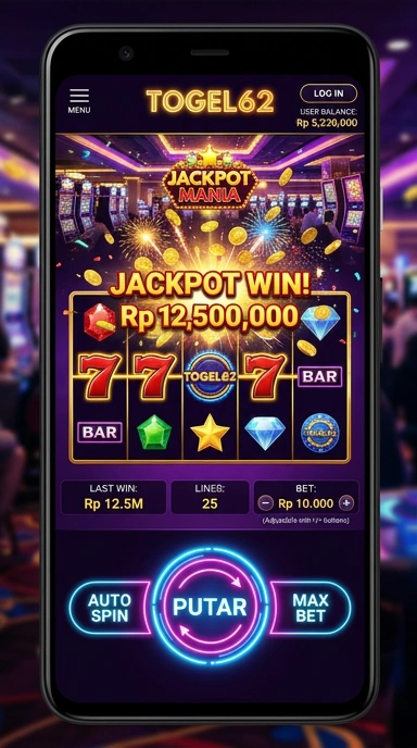 Tampilan antarmuka aplikasi togel62 yang intuitif.